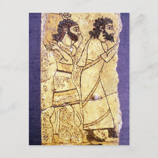 Carte Postale Une plaque représentant deux hommes marchant (Devant)
