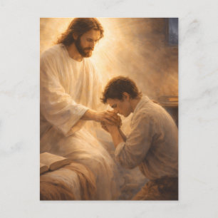 Carte Postale Une prière à genoux avec Jésus
