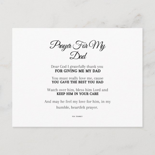Carte Postale Une prière pour mon père (Devant)