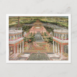 Carte Postale Une princesse moghole dans son jardin (gouache sur
