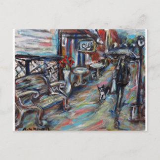 Carte Postale Une promenade sous la pluie