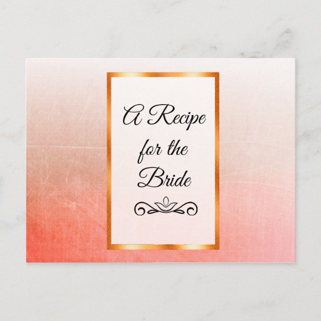 Carte Postale Une recette pour la Mariage mariée Recette Card (Devant)