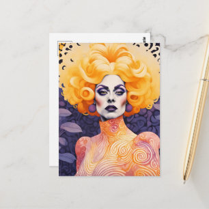 Carte Postale Une Reine du Drag Colorée et Magnifique