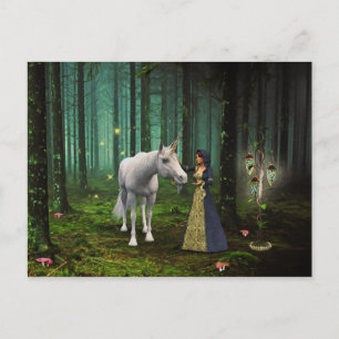Carte Postale Une rencontre magique - Unicorn Imaginaire Art
