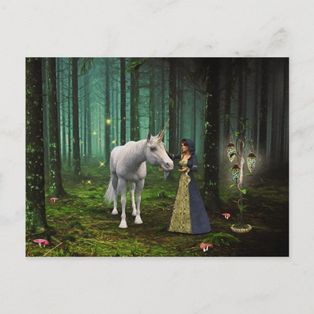 Carte Postale Une rencontre magique - Unicorn Imaginaire Art (Devant)