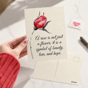 Carte Postale Une rose n'est pas qu'une fleur Citation Inspirant