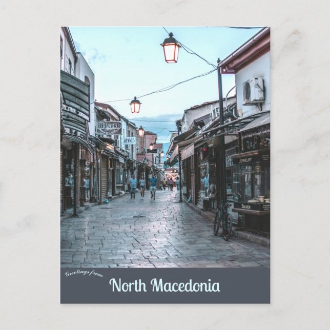 Carte Postale Une rue à Skopje en Macédoine du Nord (Devant)