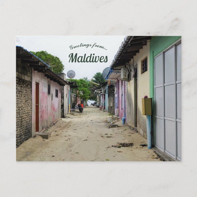 Carte Postale Une rue aux Maldives (Devant)