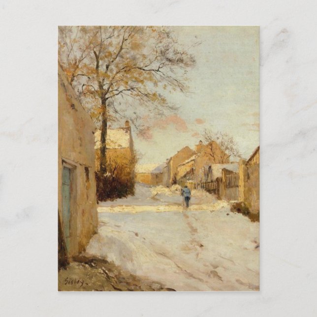 Carte Postale Une rue de village en hiver par Alfred Sisley (Devant)