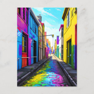 Carte Postale Une rue de ville colorée