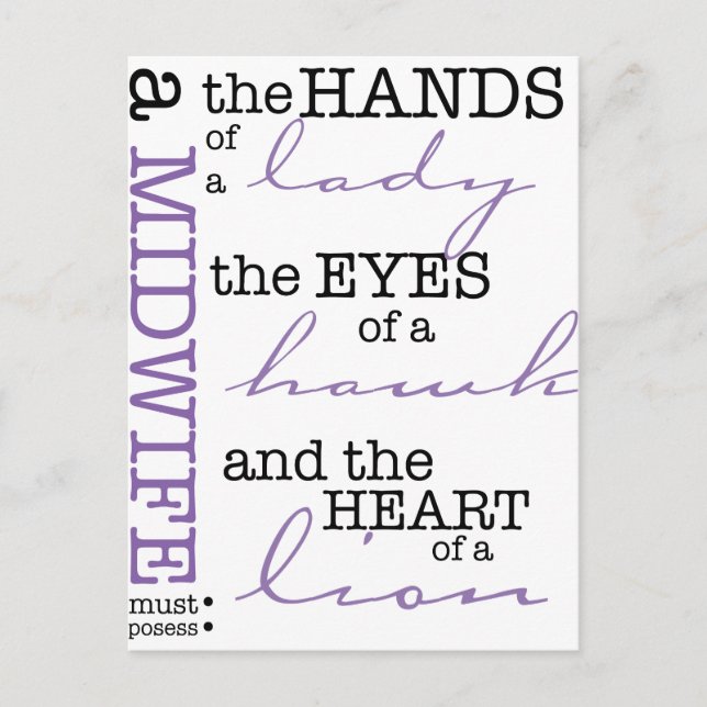 Carte Postale Une sage-femme doit posséder .... (Devant)