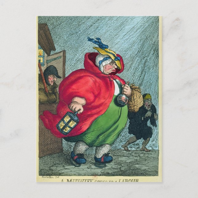 Carte Postale Une sage-femme qui va travailler, 1811 (Devant)