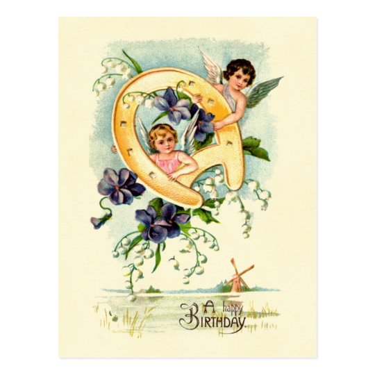 Carte Postale Une Salutation D Ange De Joyeux Anniversaire Zazzle Fr