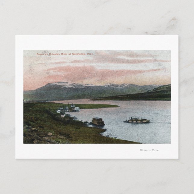 Carte Postale Une scène de bateau de rivière Columbia (Devant)