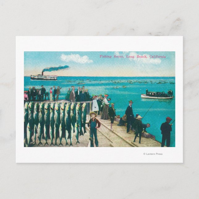 Carte Postale Une scène de pêche avec une énorme prise (Devant)