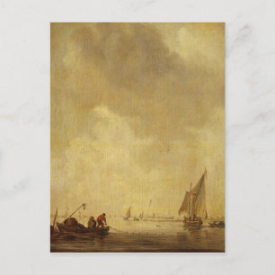 Carte Postale Une scène de rivière, avec des pêcheurs sur un fil