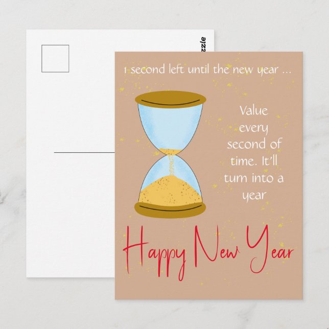 Carte Postale Une seconde année de verre d'heure (Devant / Derrière)