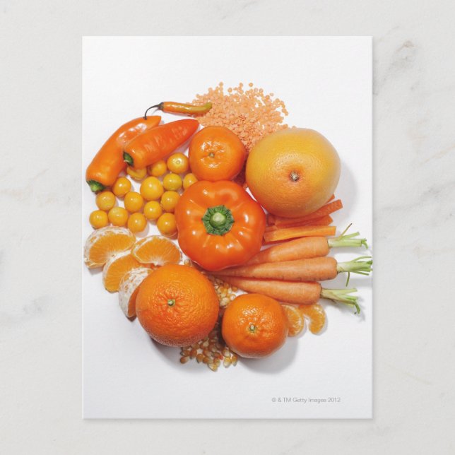 Carte Postale Une sélection de fruits et légumes orange. (Devant)