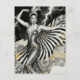 Carte Postale Une showgirl danse dans la lumière