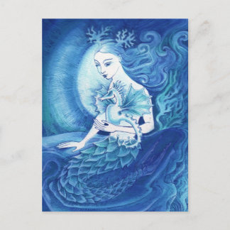 Carte Postale Une sirène et son cheval de mer