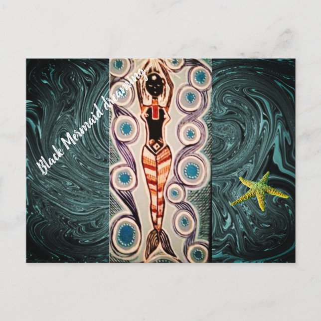 Carte Postale Une sirène noire en rêve. (Devant)