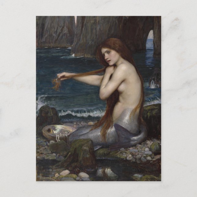Carte Postale Une sirène par John William Waterhouse (Devant)