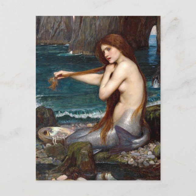 Carte Postale Une sirène, Waterhouse (Devant)