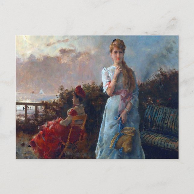 Carte Postale Une soirée en mer par Alfred Stevens (Devant)