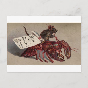 Carte Postale Une souris et son homard