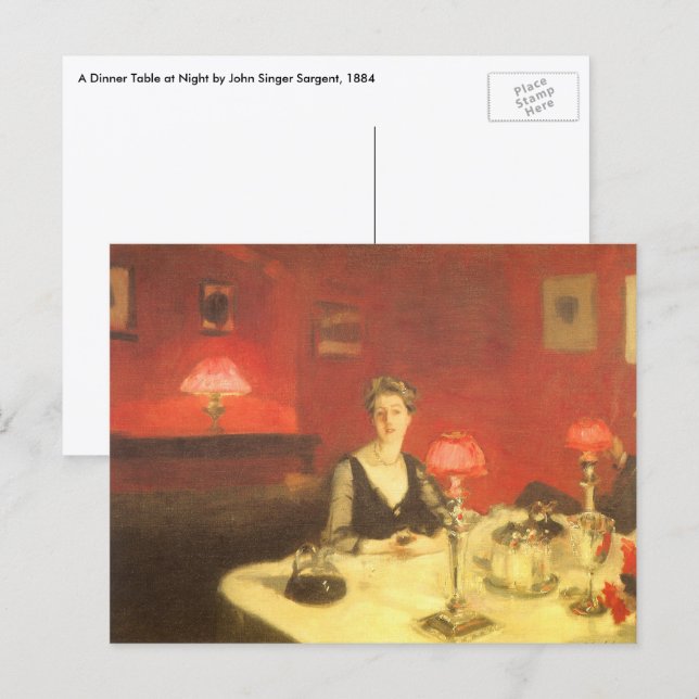 Carte Postale Une table à dîner la nuit par John Singer Sargent (Devant / Derrière)