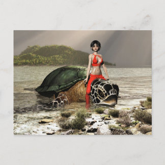Carte Postale Une tortue à vélo