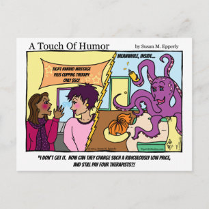 Carte Postale "Une touche d'Humour" Otopus Massage Comic
