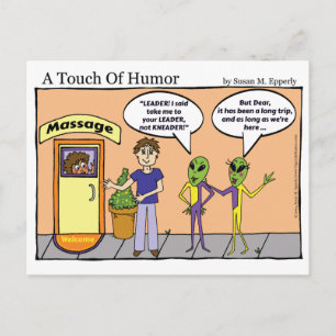 Carte Postale "Une touche d'Humour" Space Aliens Massage Comic