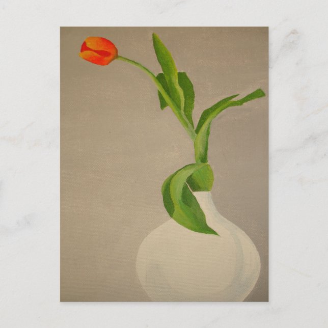 Carte Postale Une Tulipe Rouge Dans Un Vase Blanc (Devant)