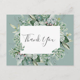Carte Postale Une verdure succulente Merci Mariage vert Sage
