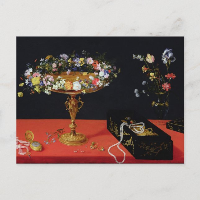 Carte Postale Une vie morte d'une Tazza aux fleurs (Devant)