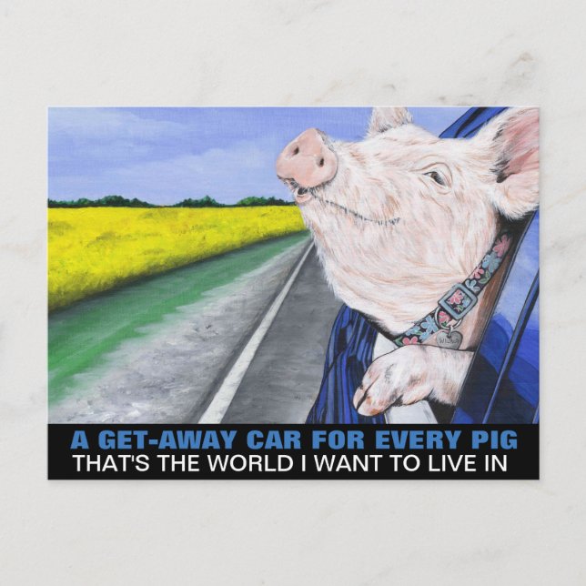 Carte Postale Une Voiture Pour Chaque Cochon (Devant)