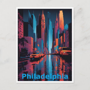 Carte Postale Une vue colorée Abstraite de Philadelphie