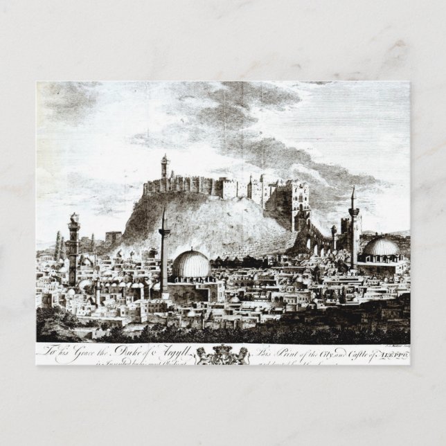 Carte Postale Une vue de la ville et du château d'Alep, Syrie (Devant)