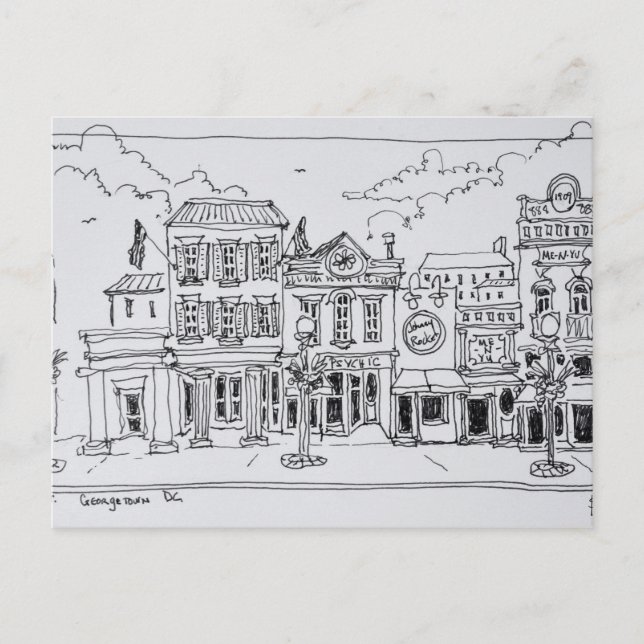 Carte Postale Une vue de M Street à Georgetown, Washington DC. (Devant)