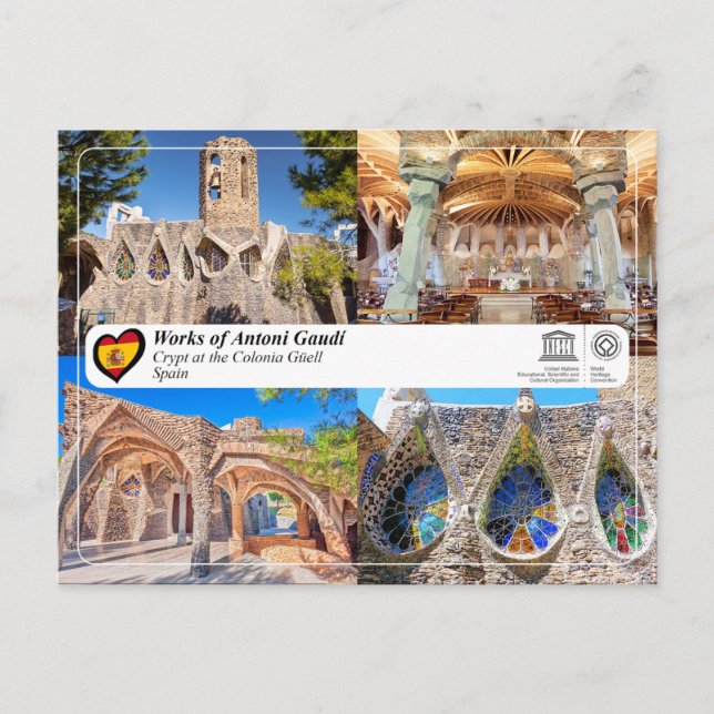 Carte Postale UNESCO - Antoni Gaud, Crypte à la Colonia G ￼ ell (Devant)