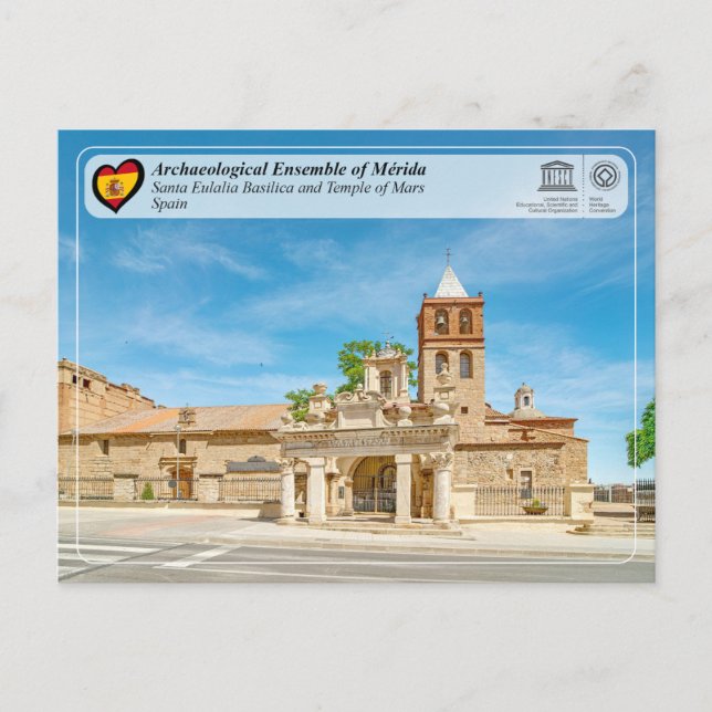 Carte Postale UNESCO - Basilique Santa Eulalia / Temple de Mars (Devant)