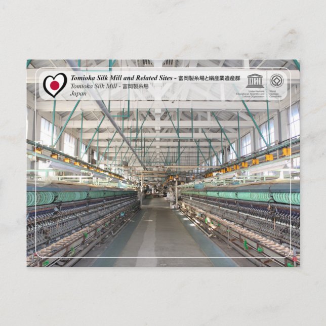 Carte Postale UNESCO - Moulin de soie Tomioka - 富 岡 製 糸 場 (Devant)