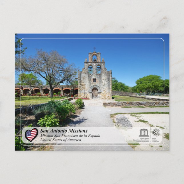Carte Postale UNESCO - San Antonio - Mission Espada (Devant)