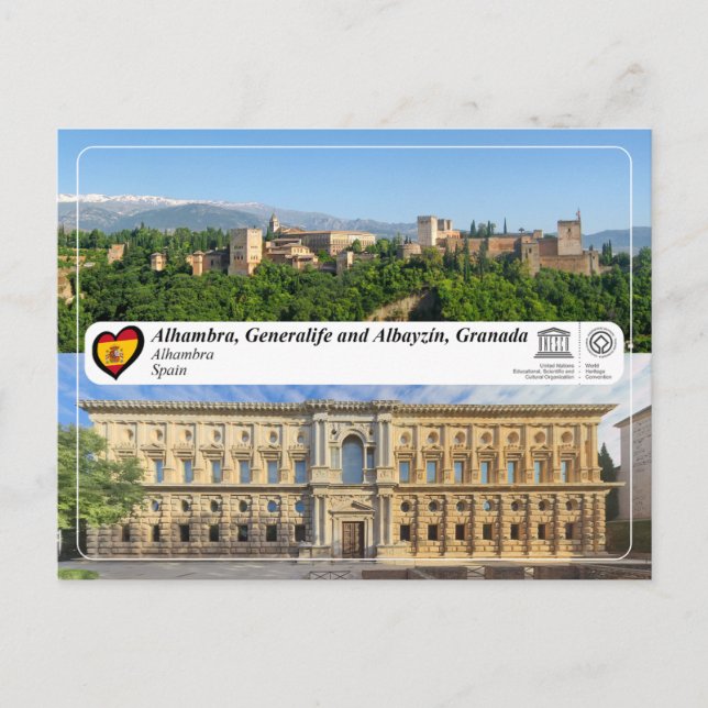 Carte Postale UNESCO WHS - Alhambra, Grenade (Devant)