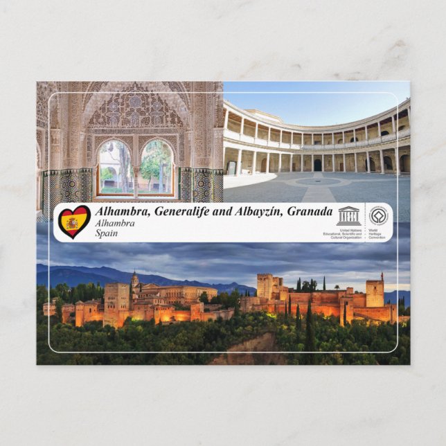 Carte Postale UNESCO WHS - Alhambra, Grenade (Devant)