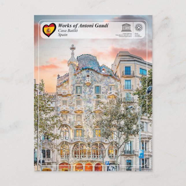 Carte Postale UNESCO WHS - Antoni Gaudí - Casa Batlló (Devant)