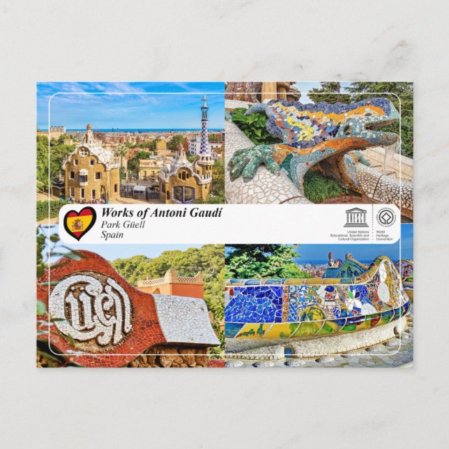 Carte Postale UNESCO WHS - Antoni Gaudí - Parc Güell (Devant)