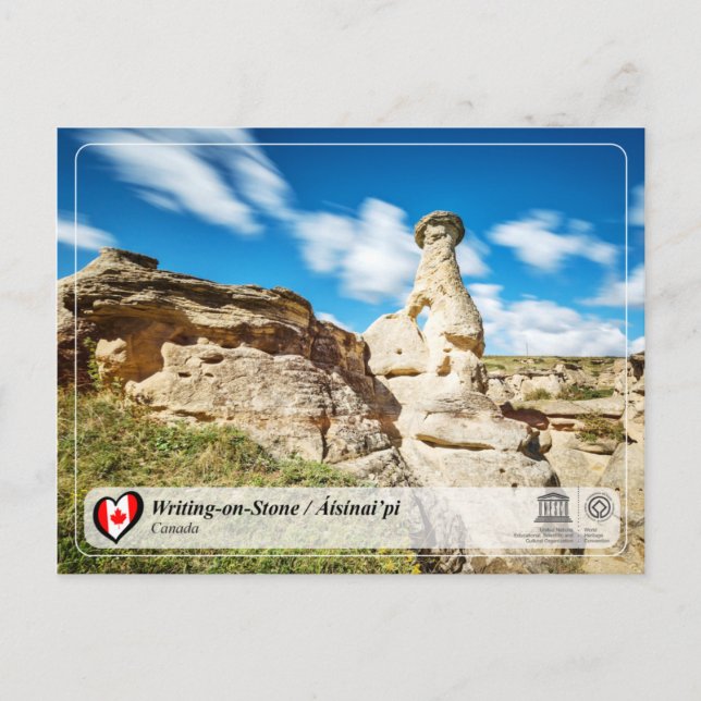 Carte Postale UNESCO WHS - Ecriture sur pierre / Áísínai’pi (Devant)