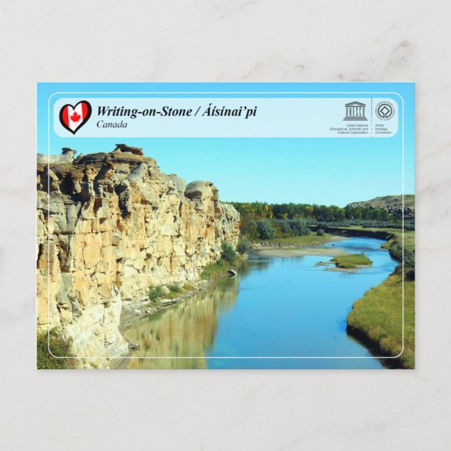 Carte Postale UNESCO WHS - Ecriture sur pierre / Áísínai’pi (Devant)